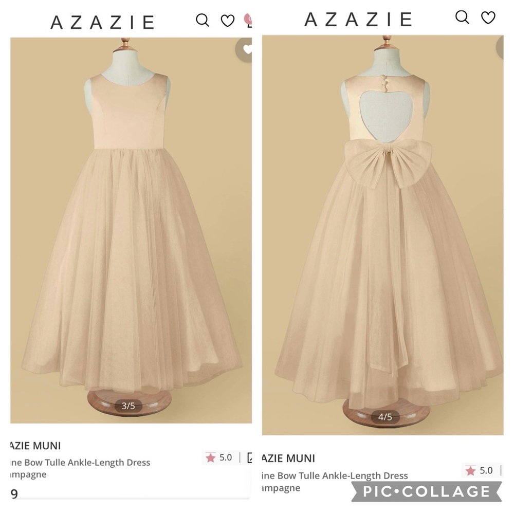 Azazie “Muni” Girls Dress - Size 6 in Champagne